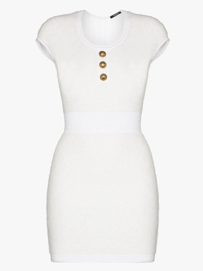 Shop Balmain Bodycon Mini Dress In White