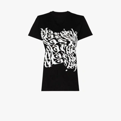 Shop Maison Margiela Distorted Logo Print T-shirt In Black