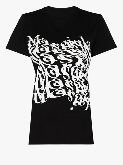 Shop Maison Margiela Distorted Logo Print T-shirt In Black