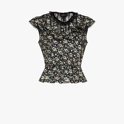 Shop The Marc Jacobs The Victorian Lace Trim Floral Blouse In Black