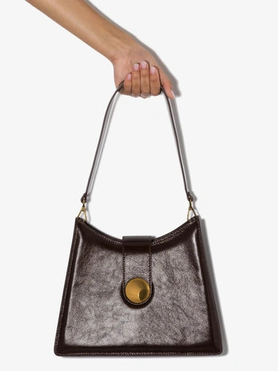 Shop Elleme Brown Cat Leather Shoulder Bag