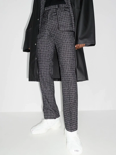Shop Nulabel Reflector Checked Tweed Trousers In Black