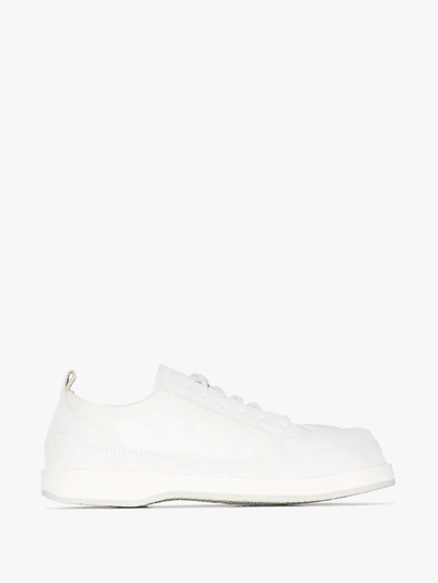 Shop Jacquemus White Les Baskets Leather Sneakers