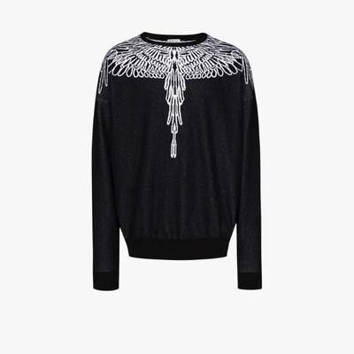 Shop Marcelo Burlon County Of Milan Pictorial Wings Sweater In Black