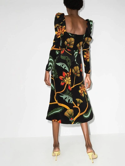 Shop Johanna Ortiz Secret Passage Floral Silk Dress In Black