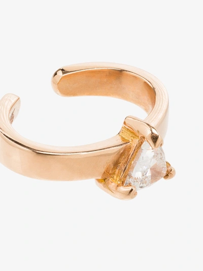 Shop Anita Ko 18k Rose Gold Trillion Diamond Ear Cuff In Yellow