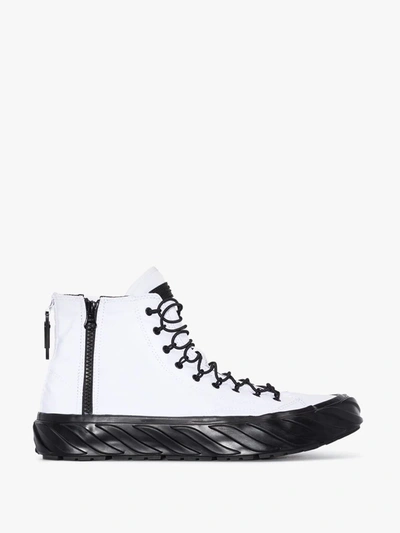 Shop Age White Black And Top Carbon Coated Canvas High Top Sneakers