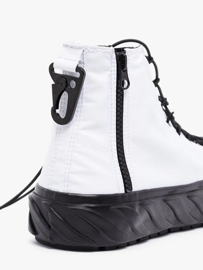 Shop Age White Black And Top Carbon Coated Canvas High Top Sneakers