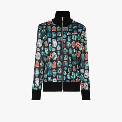 Shop Palm Angels Black Jewel Print Track Jacket