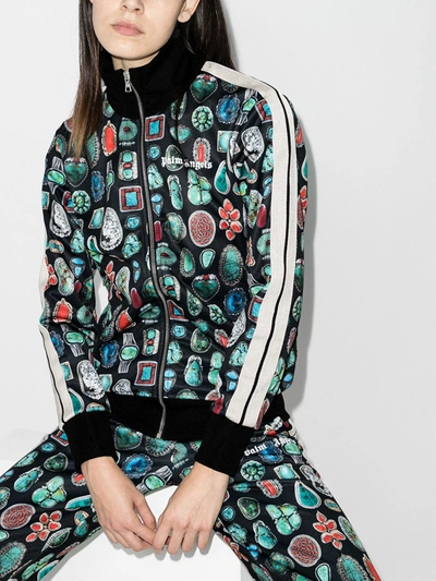 Shop Palm Angels Black Jewel Print Track Jacket