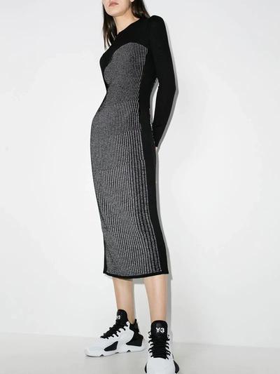 Shop Y-3 Reflective Knitted Dress In Black