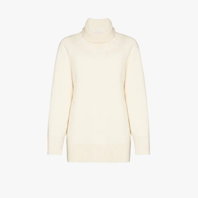 Shop Y-3 Logo Intarsia Roll Neck Sweater In White