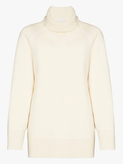 Shop Y-3 Logo Intarsia Roll Neck Sweater In White