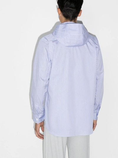Shop Comme Des Garçons Shirt Blue Hooded Drawstring Shirt
