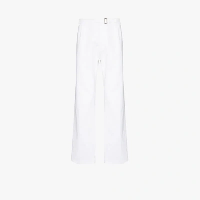 Shop Haider Ackermann Relaxed Belted Cotton Trousers In White