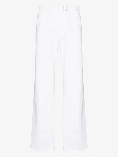 Shop Haider Ackermann Relaxed Belted Cotton Trousers In White