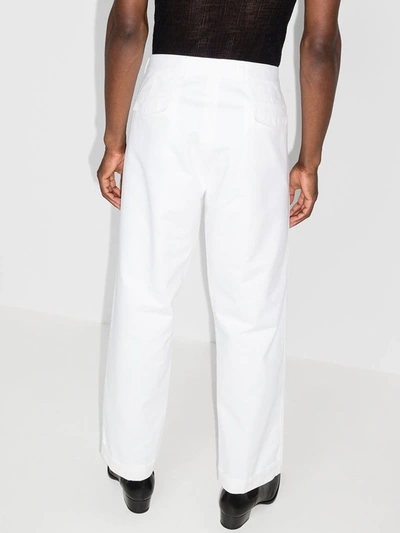 Shop Haider Ackermann Relaxed Belted Cotton Trousers In White