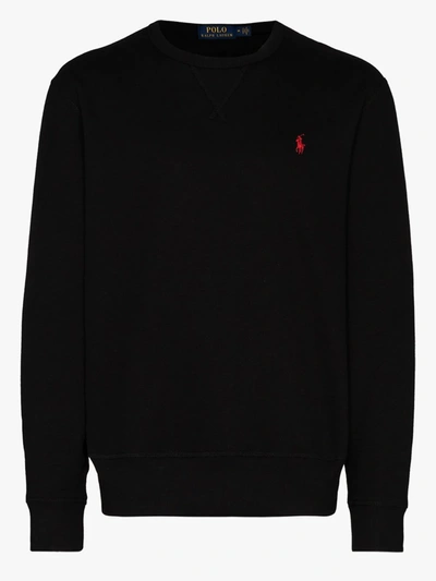 Shop Polo Ralph Lauren Embroidered Logo Sweatshirt In Black