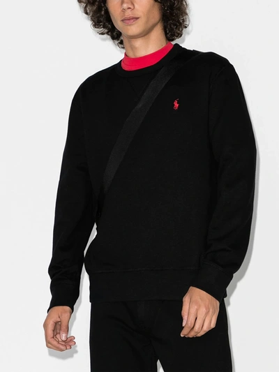 Shop Polo Ralph Lauren Embroidered Logo Sweatshirt In Black