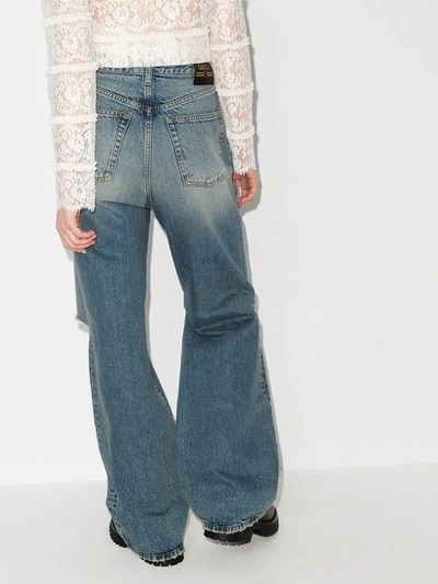 Shop Gucci Ripped Eco Wash Jeans In Blue