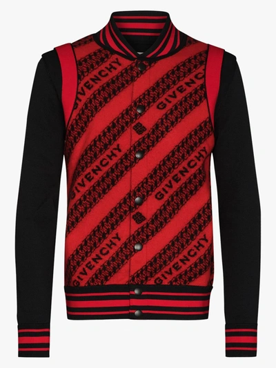 Shop Givenchy 606 Red / Black Logo Bomber Jacket