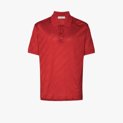 Shop Givenchy Chain Jacquard Logo Polo Top In Red