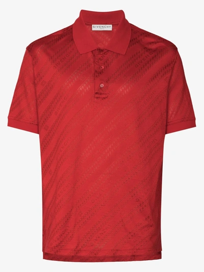 Shop Givenchy Chain Jacquard Logo Polo Top In Red