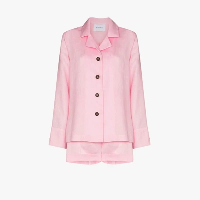 Shop Sleeper Buttoned Linen Pyjamas In Pink