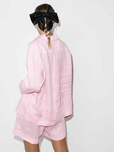 Shop Sleeper Buttoned Linen Pyjamas In Pink