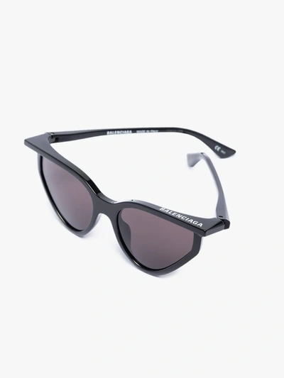 Shop Balenciaga Black Rim Cat Eye Sunglasses