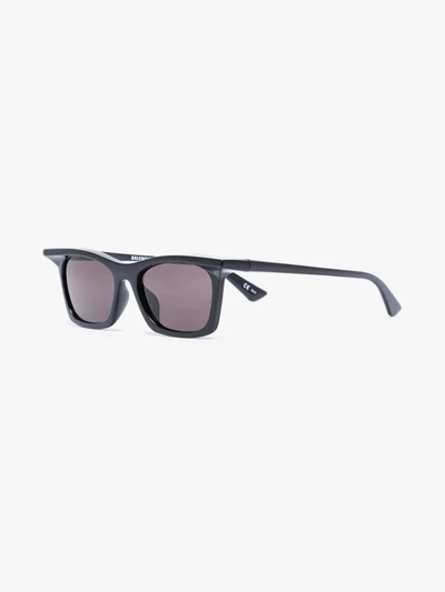 Shop Balenciaga Black Rim Rectangle Sunglasses