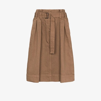 Shop Lemaire Pleated Knee-length Skirt In Brown