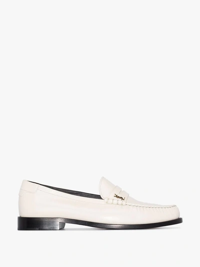 Shop Saint Laurent Neutrals White Twenty 15 Leather Loafers