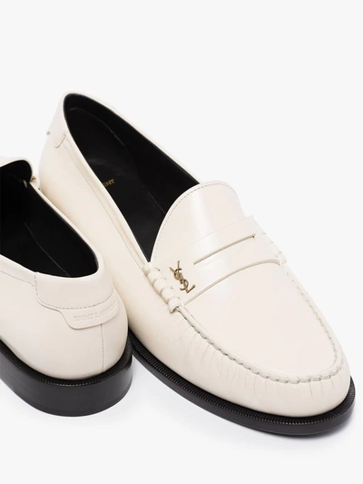 Shop Saint Laurent Neutrals White Twenty 15 Leather Loafers