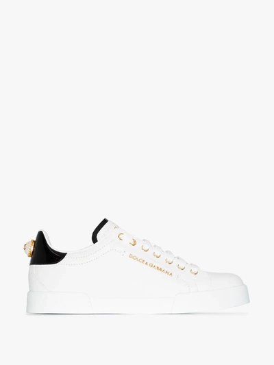 Shop Dolce & Gabbana White Classic Leather Low Top Sneakers