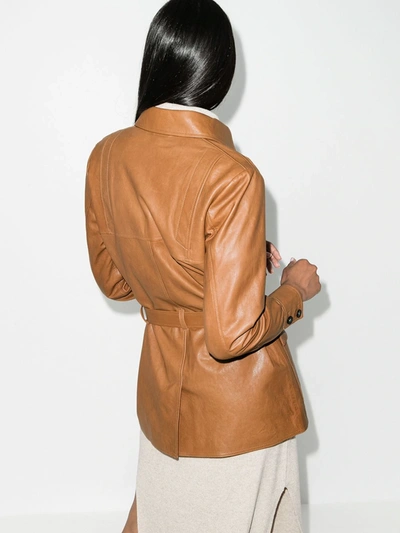 Shop Frame Safari Leather Jacket In Brown