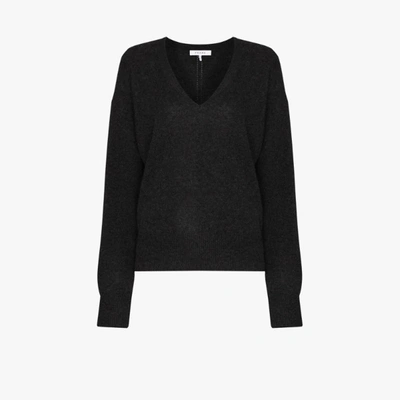 Shop Frame V-neck Cashmere Sweater In Grey