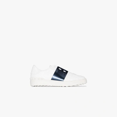 Shop Valentino White Open Leather Sneakers
