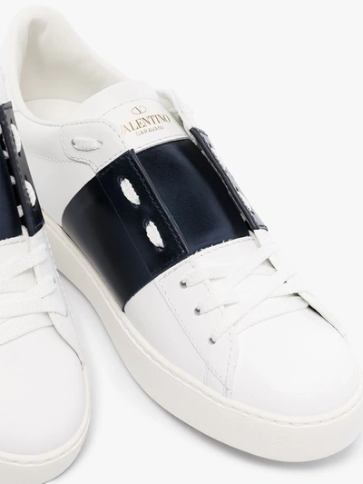 Shop Valentino White Open Leather Sneakers