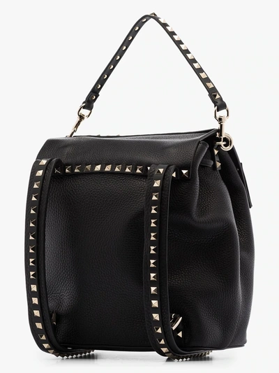 Shop Valentino Black Rockstud Leather Backpack