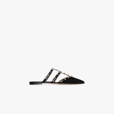 Shop Valentino Rockstud Leather Mules In Black