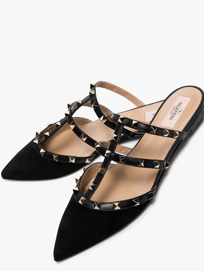 Shop Valentino Rockstud Leather Mules In Black