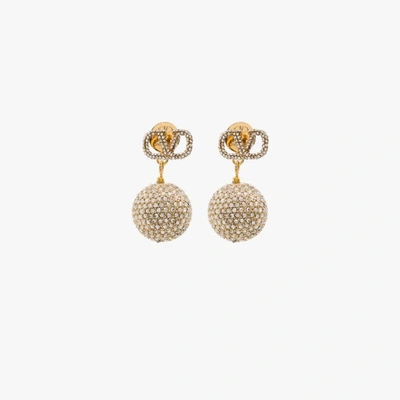 Shop Valentino Gold Tone Crystal Ball Drop Earrings