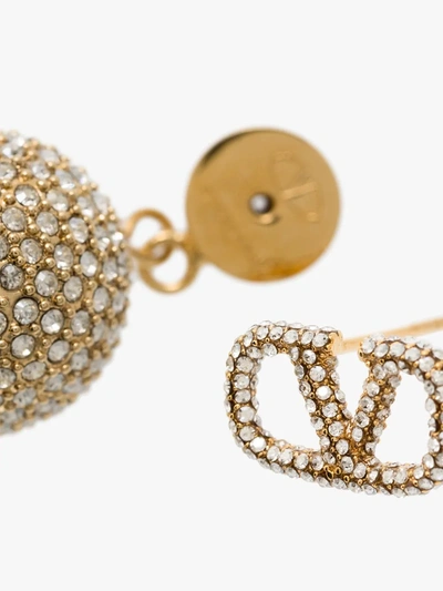 Shop Valentino Gold Tone Crystal Ball Drop Earrings