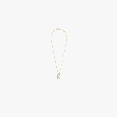 Shop Valentino Gold Tone Vlogo Crystal Necklace