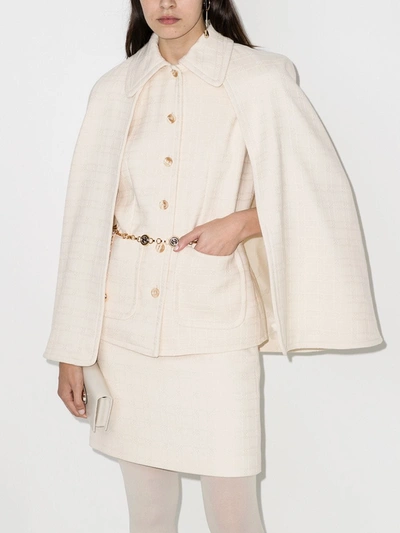 Shop Gucci Convertible Tweed Cape In White