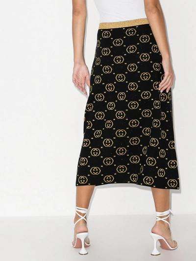 Shop Gucci Gg Jacquard Lamé Wool Skirt In Black