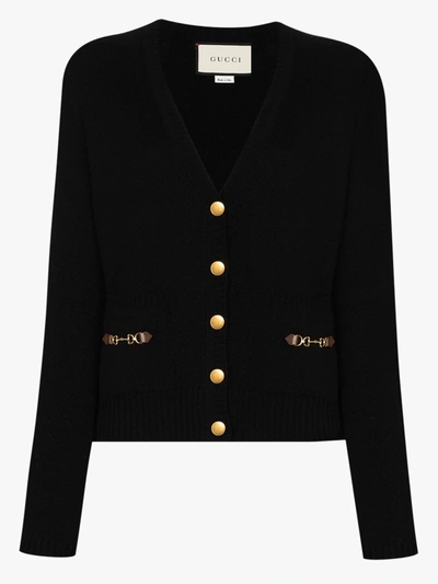 Shop Gucci Horsebit Cashmere Cardigan In Black