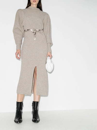 Shop Isabel Marant Perrine Knitted Midi Dress In Neutrals