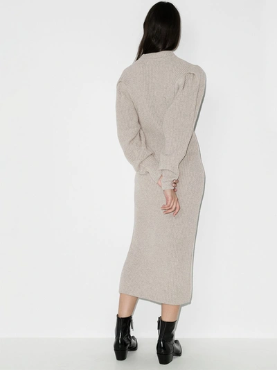 Shop Isabel Marant Perrine Knitted Midi Dress In Neutrals